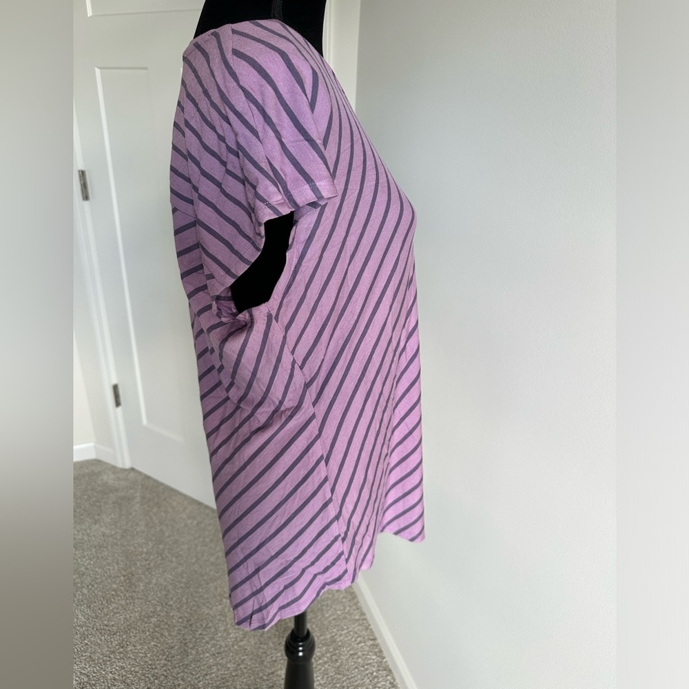 Women’s Christopher & Banks Purple Striped Tee - Picture 3 of 4
